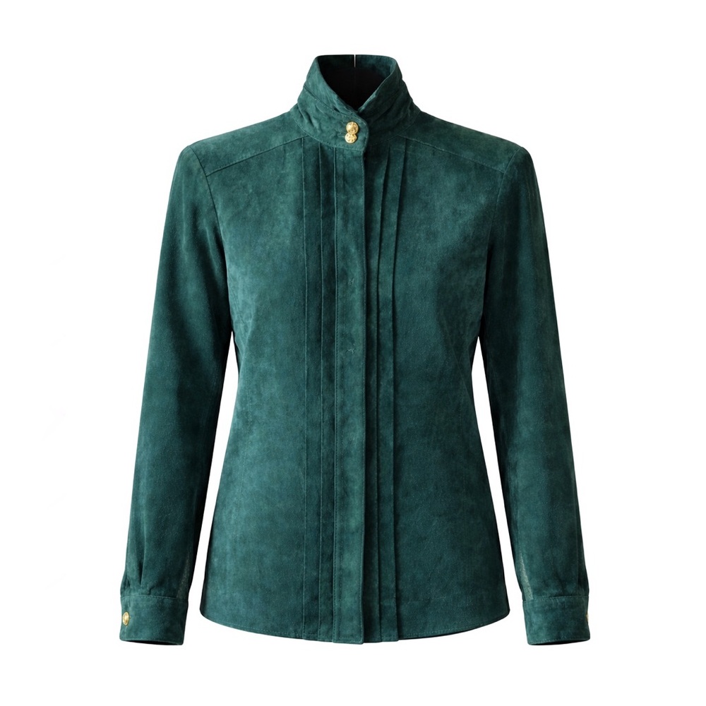 VTG Georgetown Leather Emerald Green Suede Suit Jacket Blazer, sz. S